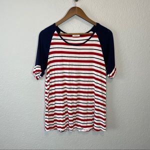 12 PM by Mon Ami | Red White & Blue Stripped‎ Top